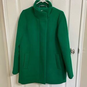 Wool Emerald Green J Crew City Coat. Size 10